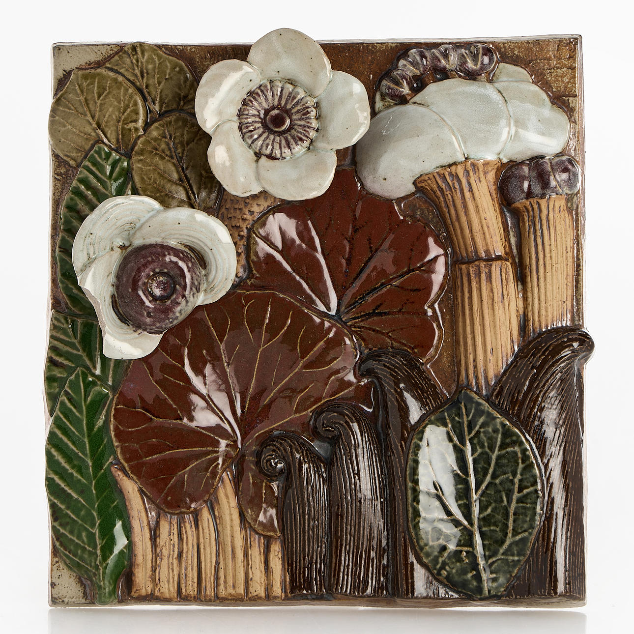 LISA LARSON (1931-2024). Wall relief, “Flora”, stoneware, signed