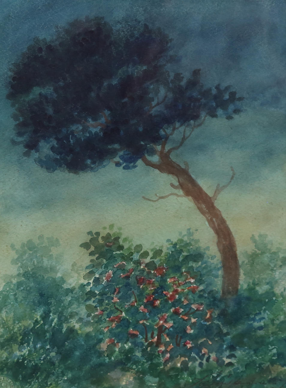 OIDENTIFIERAD KONSTNÄR. watercolour, indistinctly signed.