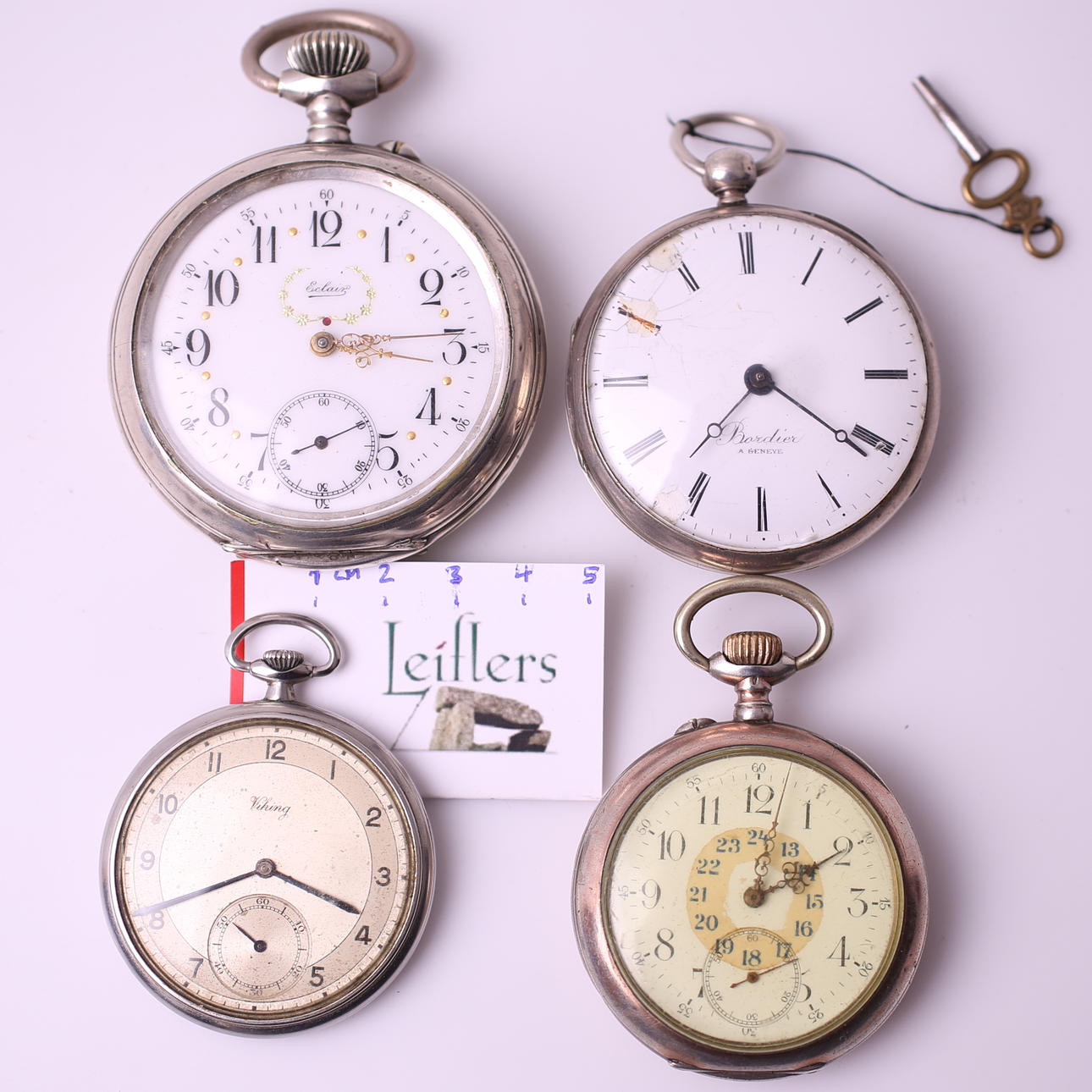 FICKUR, 4 st, Eclair / Bordier á Geneve / Viking / Galonne, 18-/1900-tal.