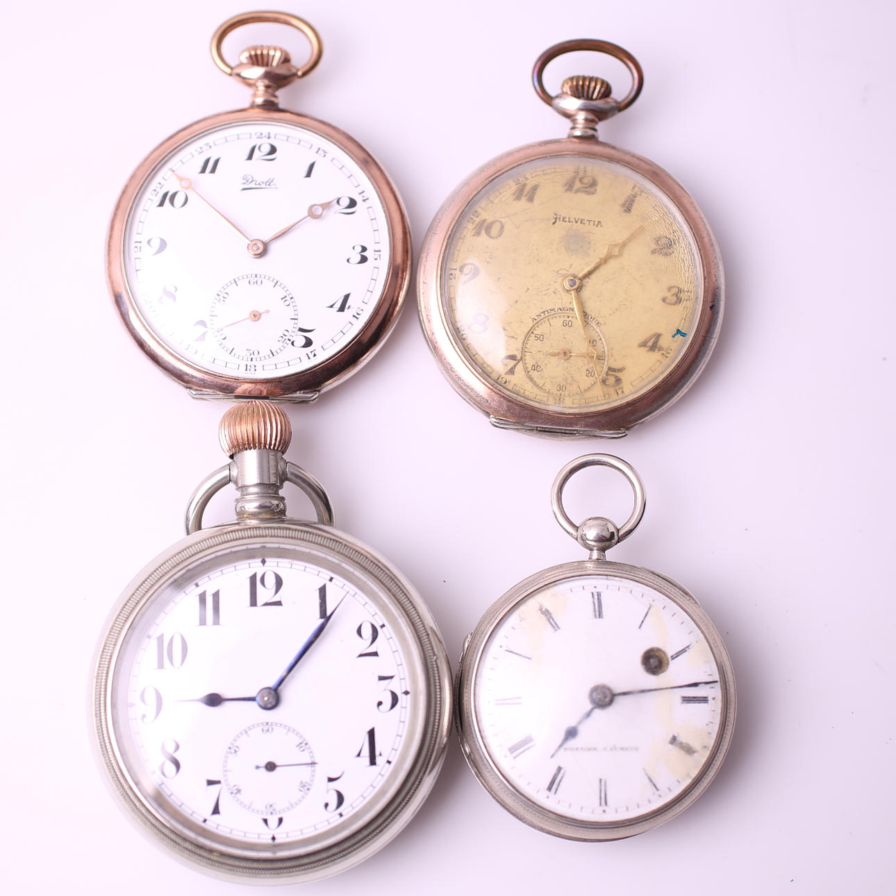 FICKUR, 4 st, Drott / Helvetia / omärkt / Bourdier, 18-/1900-tal.