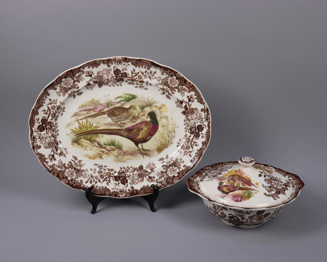 ROYAL WORCESTER, Palissy, England, porcelain terrine and saucer