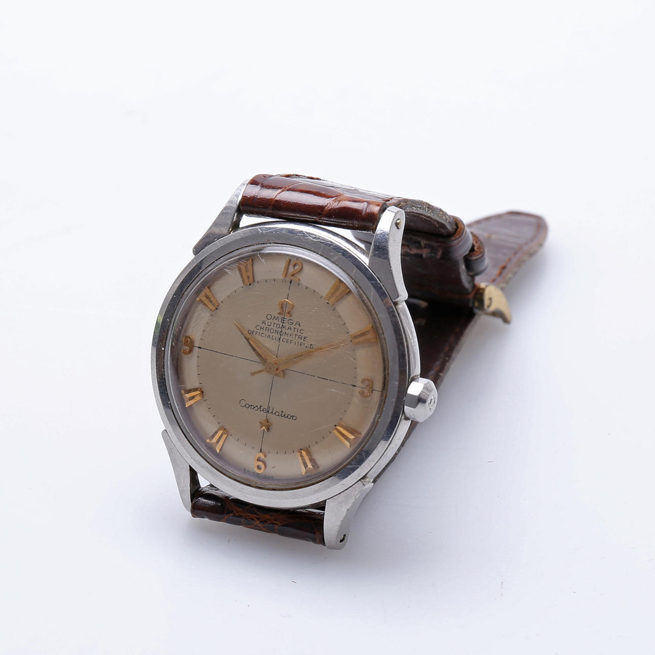 HERRARMBANDSUR, OMEGA Constellation, stål, 1950-tal.
