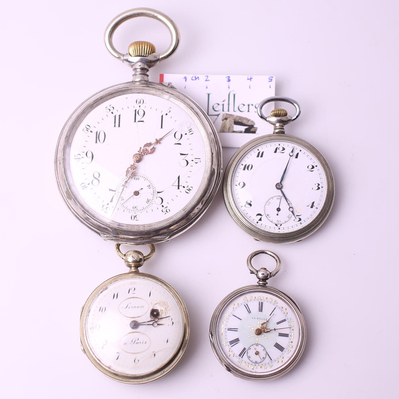 FICKUR, 4 st, omärkt / Argentan / Simon / La Belle, 18-/1900-tal.