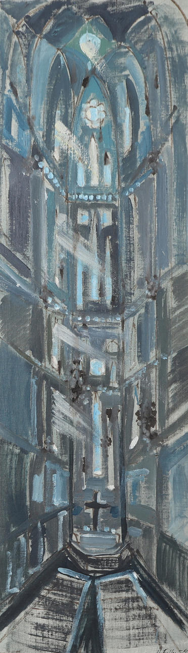 HANS FALLENIUS. Church interior, oil on canvas, signed H. Fallenius.