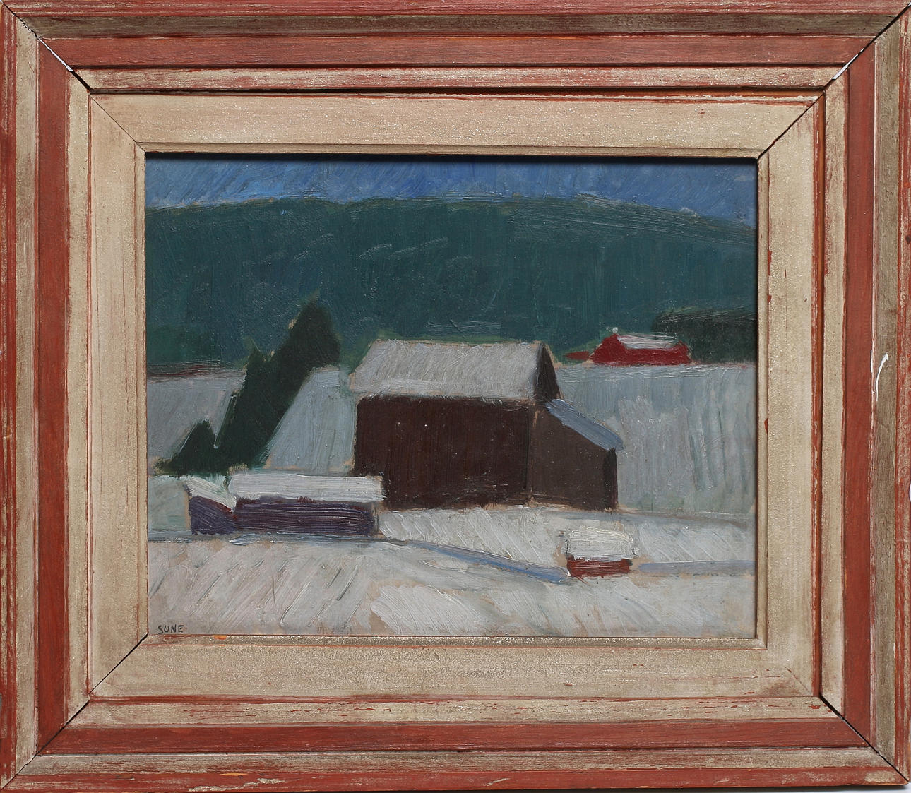 SUNE BLOMQVIST. Vintervy, olja på pannå, signerad "Sune".