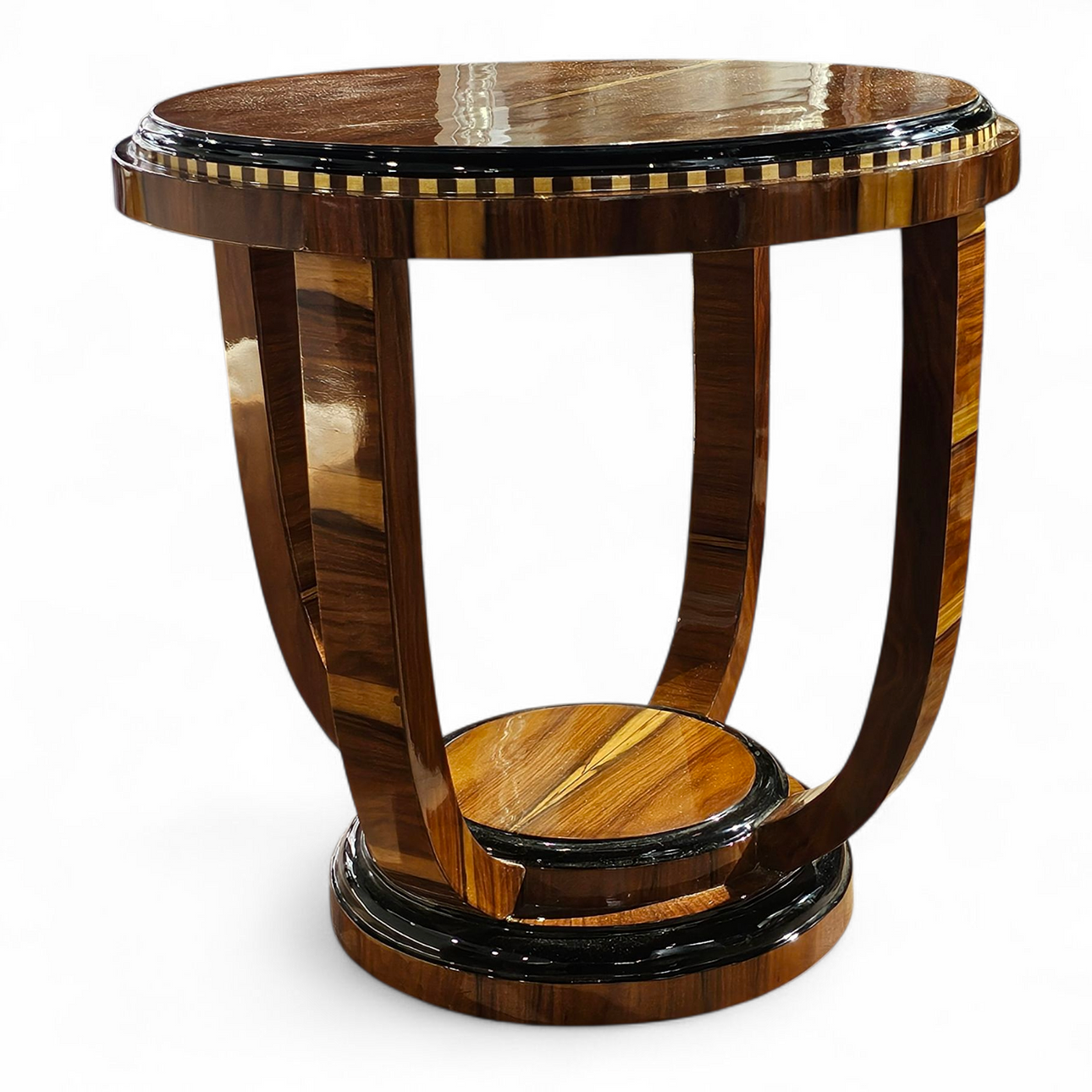 Art Deco side table in contrasting woods.