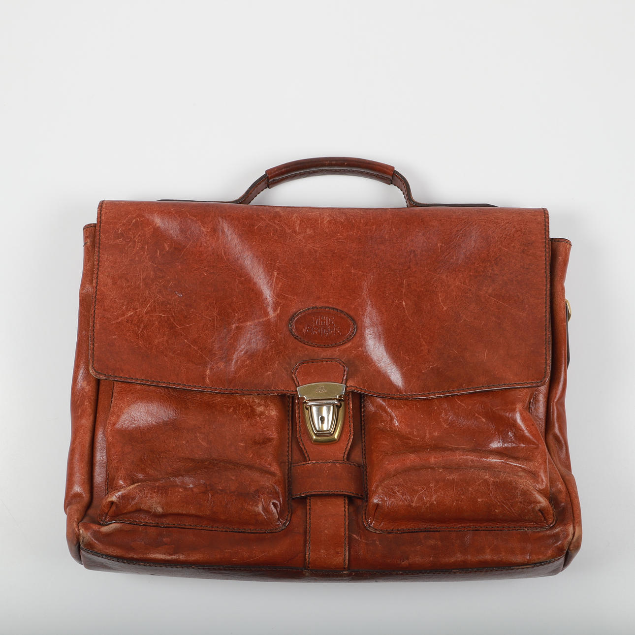 DOKUMENTMAPPE, brunt læder, Broen.