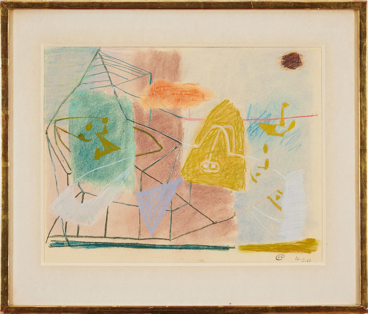 LENNART RODHE. “The Harbour”, pastel, signed and dated -47.