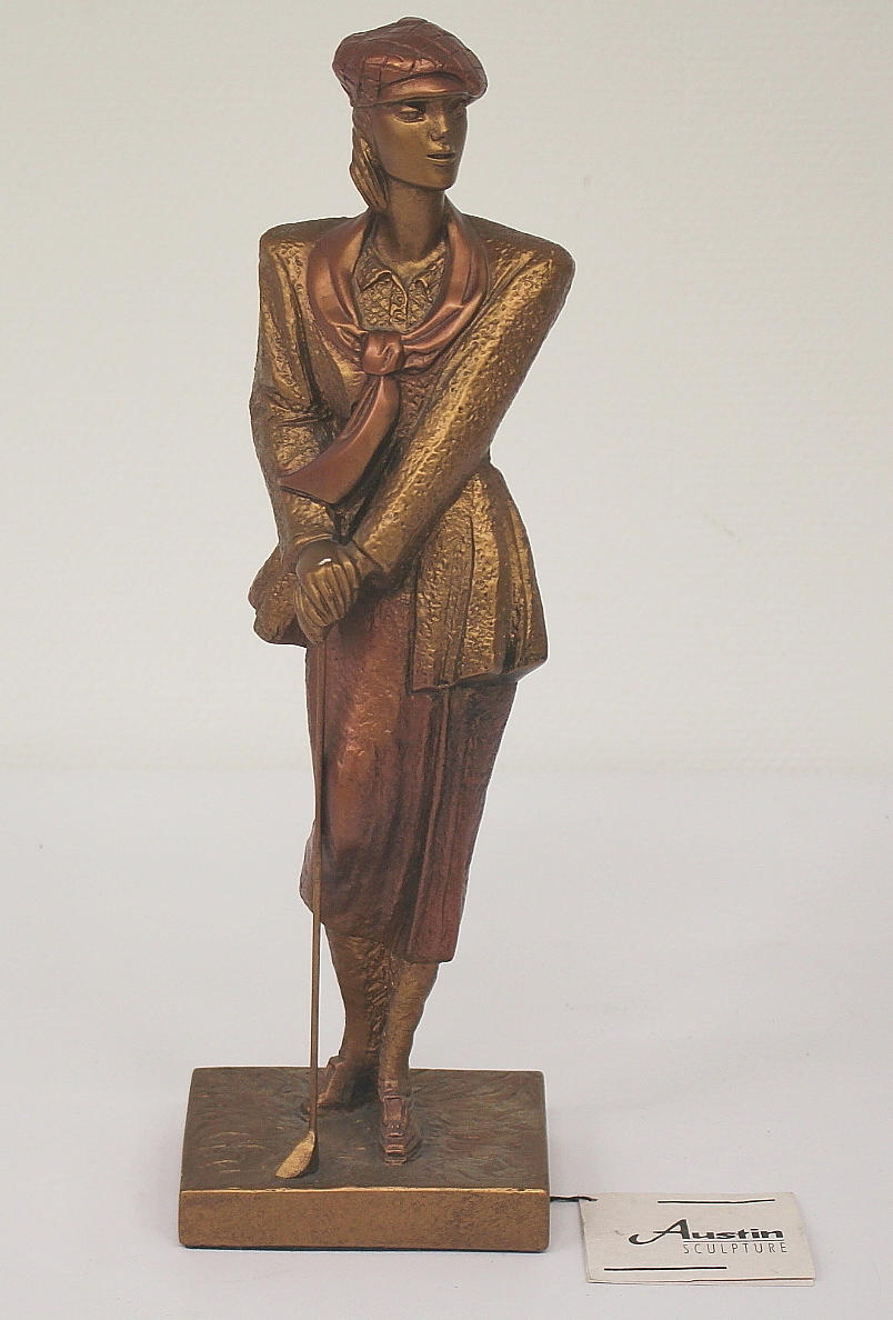 DANEL AUSTIN. SKULPTUR, golfare, Bronstoning.