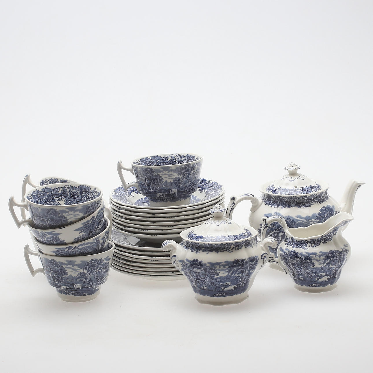 TESERVIS, 27 delar, porslin, "Brittiskt landskap (British Scenery)", Booths, 1900-tal.