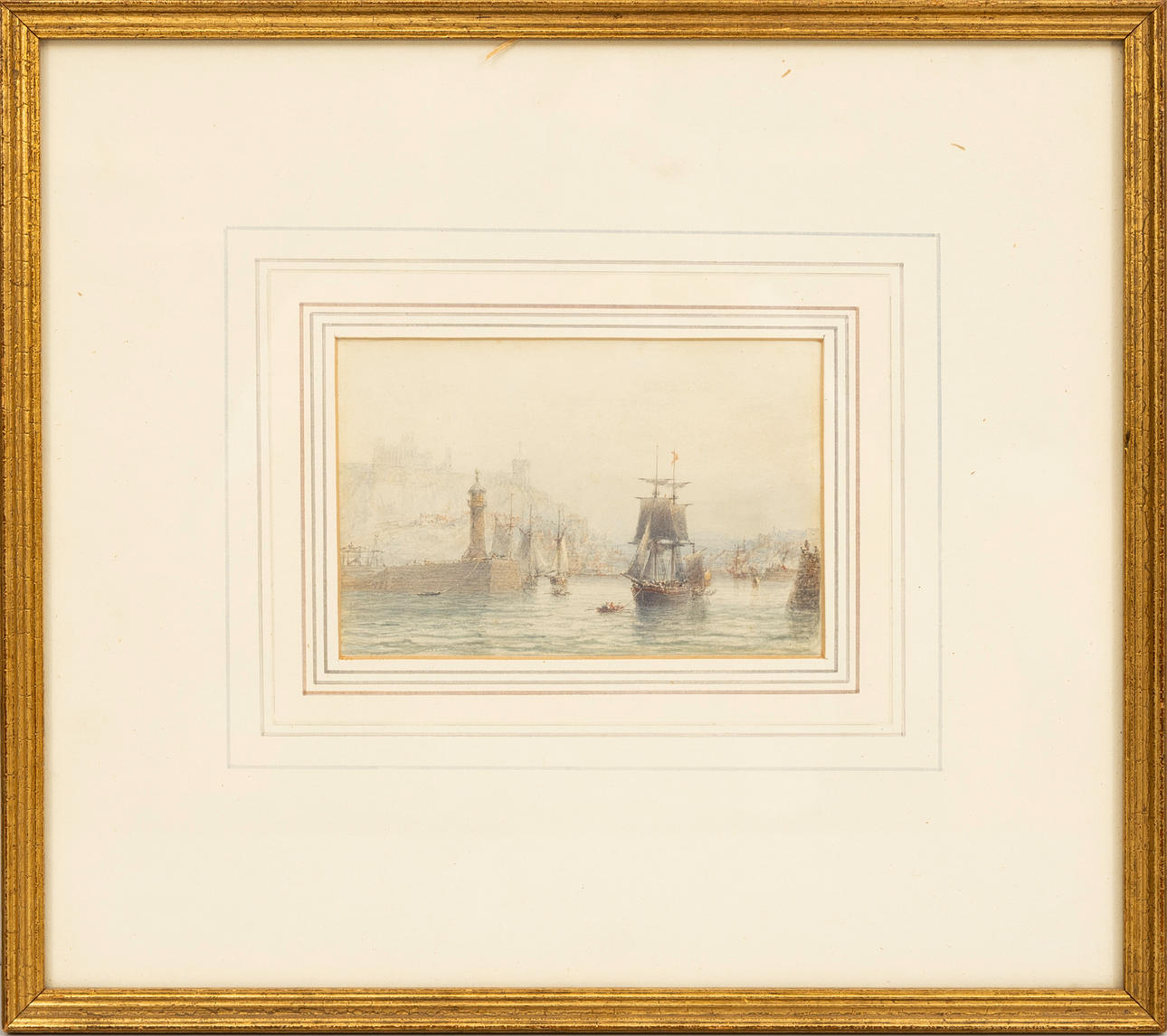 GEORGE WEATHERILL (1810-1890). “The entrance to Whitby Harbour ...