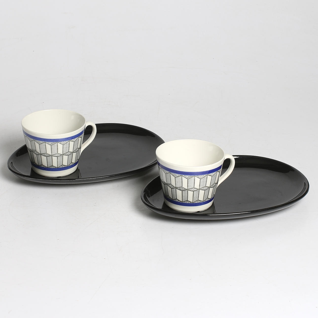 TV-KOPPAR MED FAT, 2 st, Gefle Porslinsfabrik, 1950-tal.