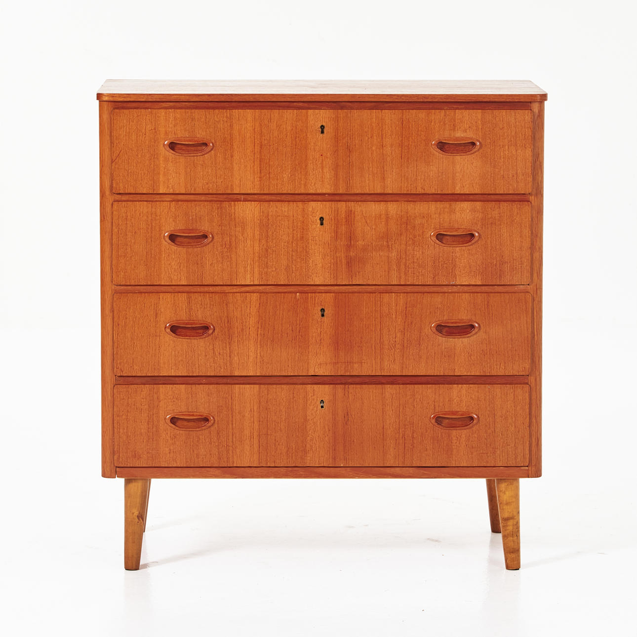 Kommode, 1960'er, fineret teak, 4 skuffer.