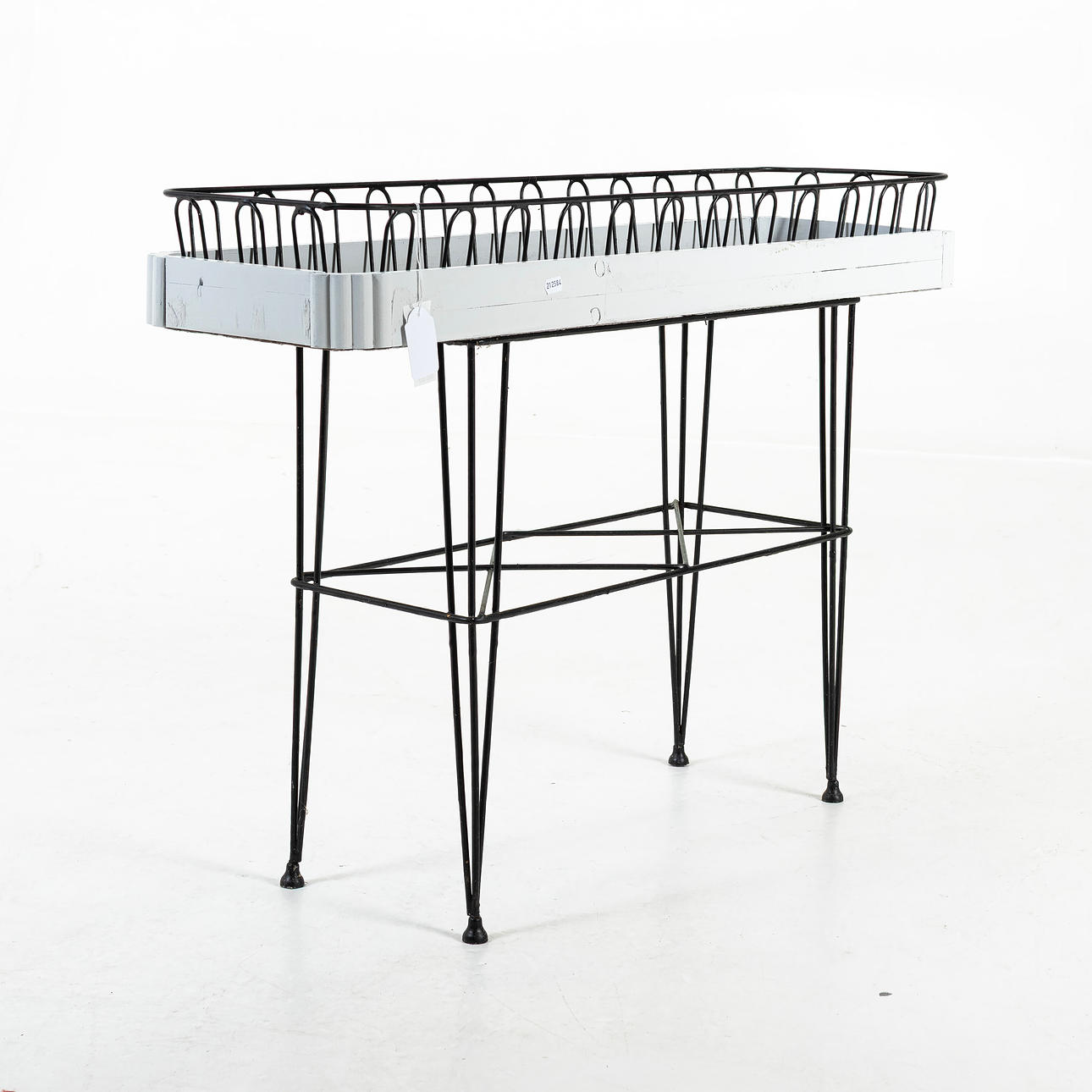 A floral table, string model, painted white, mid 20th century.