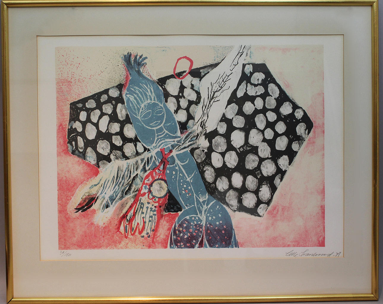 OLLE SVANLUND. Komposition. Färglitografi, Signerad och daterad -71. 36/50.