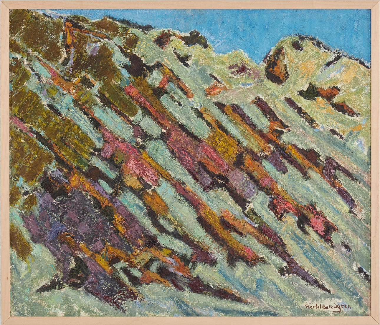 BERTIL  LUNDGREN (1900-1979). “Mountains in shadow”, oil on panel, signed and dated -69.