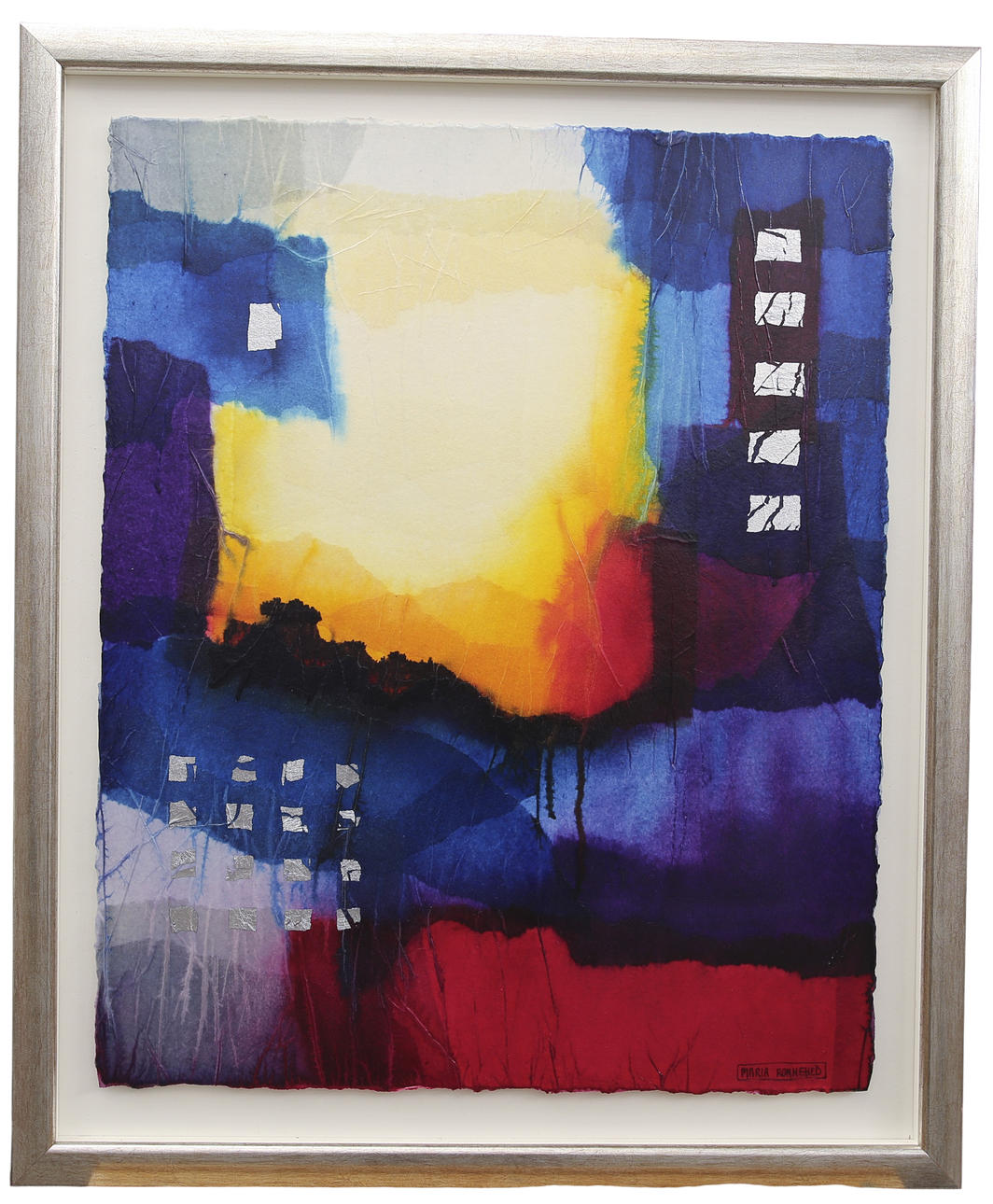 MARIA RONNEHED. Mixed media on paper, composition, signed.