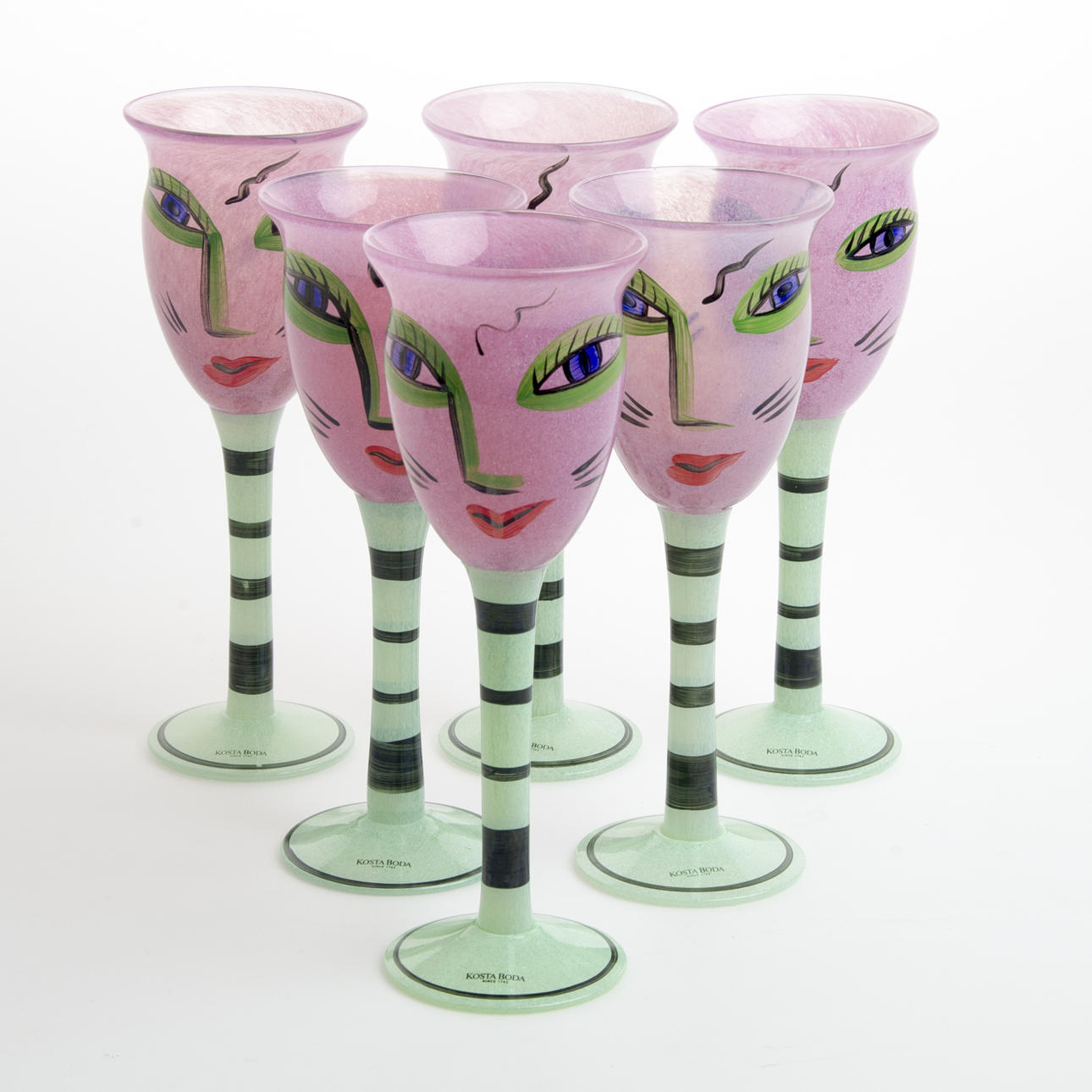 VINGLAS, 6 stycken, "Open Minds", Ulrica Hydman Vallien, Kosta Boda.