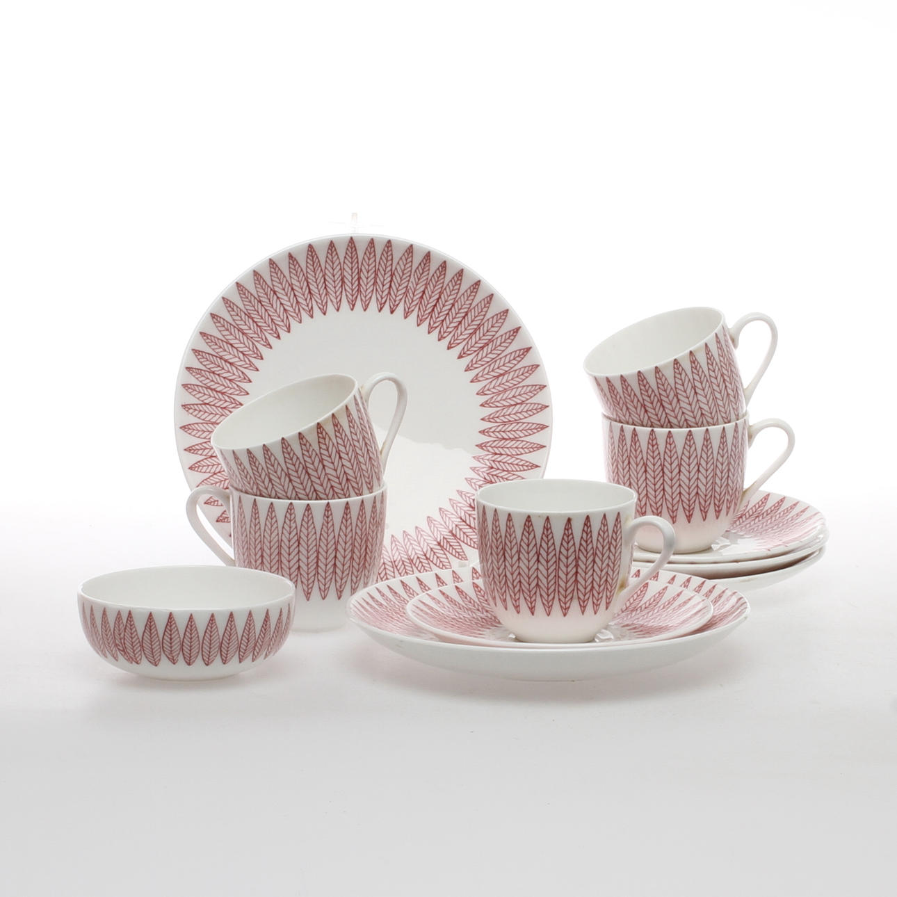 KAFFESERVISDELAR, 7 delar, "Salix", Stig Lindberg, Gustavsberg.