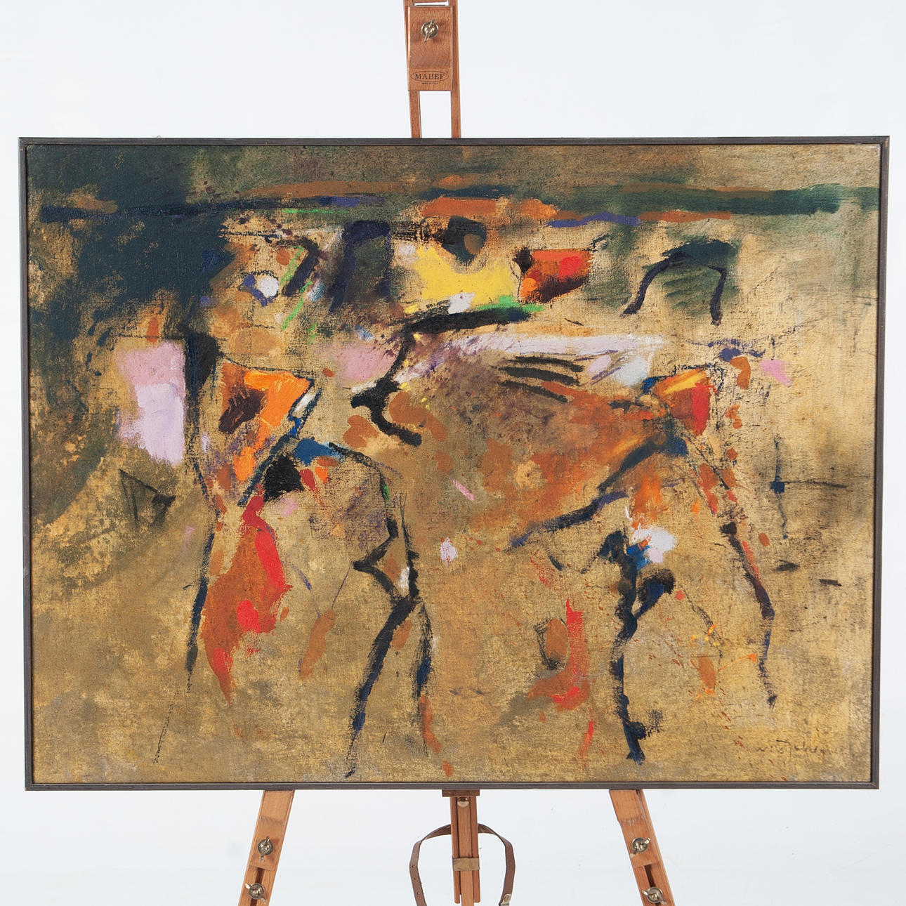 NILS JOHANSSON. Dark characters, oil on canvas, signed.