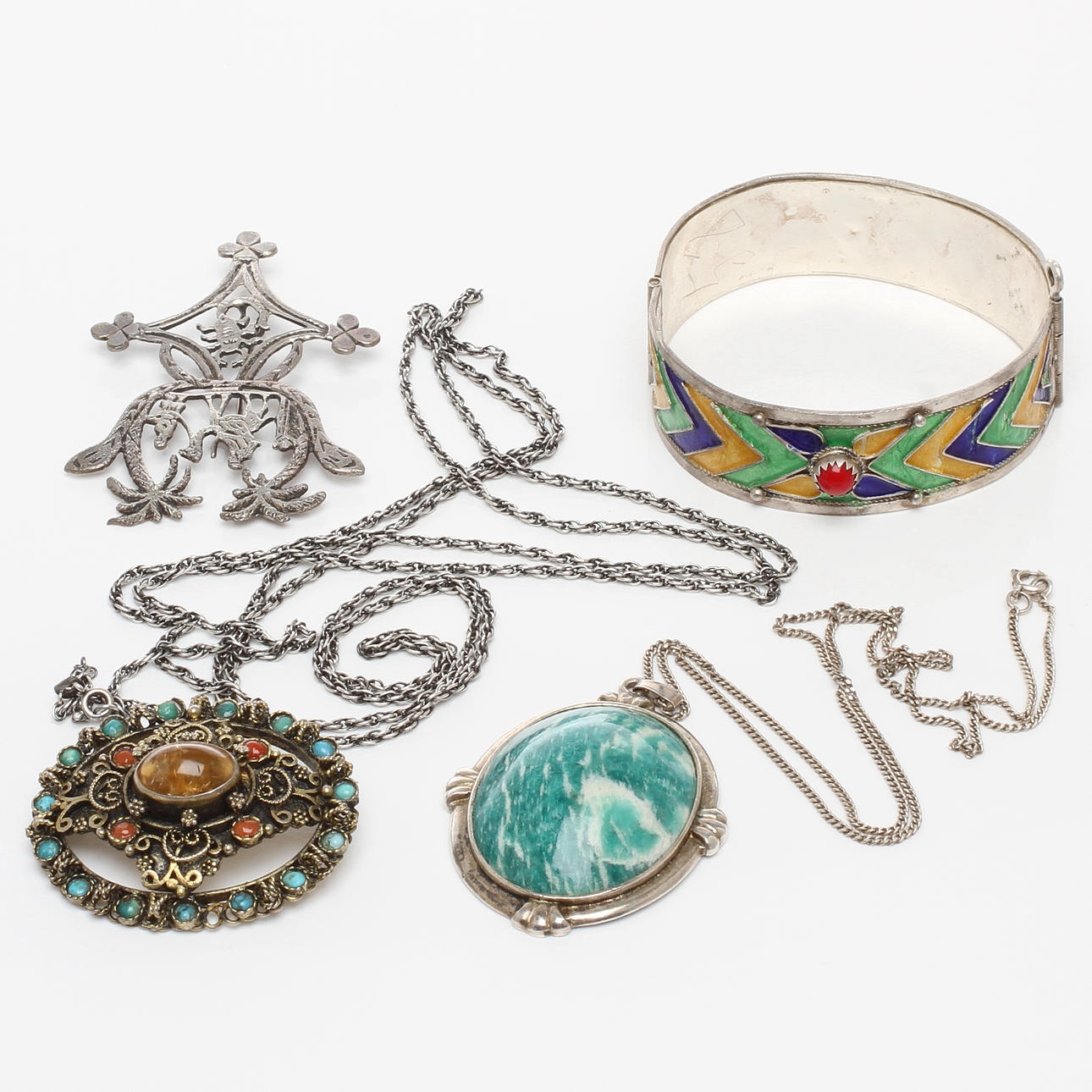 SMYCKEN, 5 delar, silver, 1900-tal.