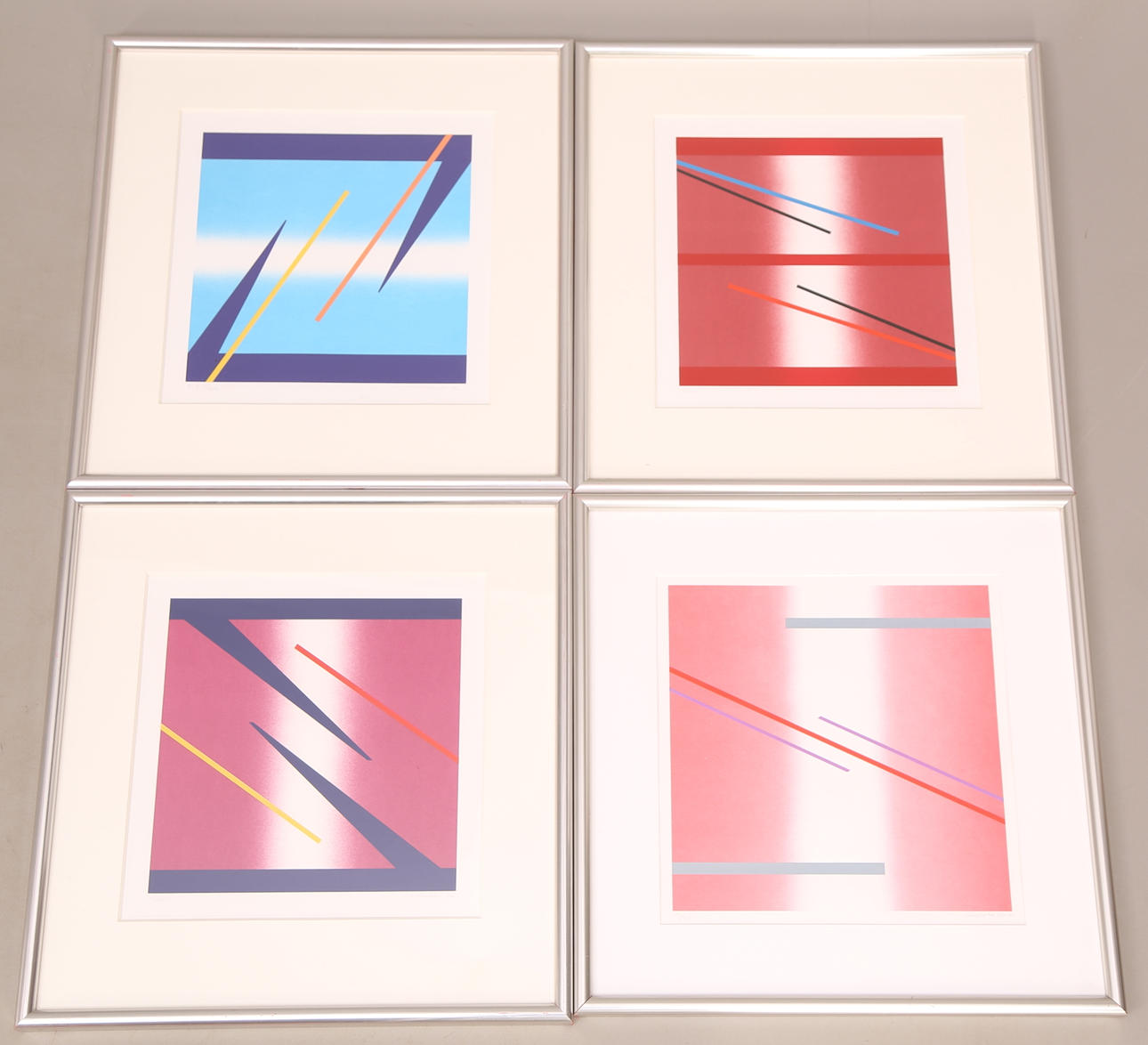 LENNART KÄRRABO. TAVLOR, 4 st, färgseriegrafier, signerade Kärrabo - 86, kompositioner.