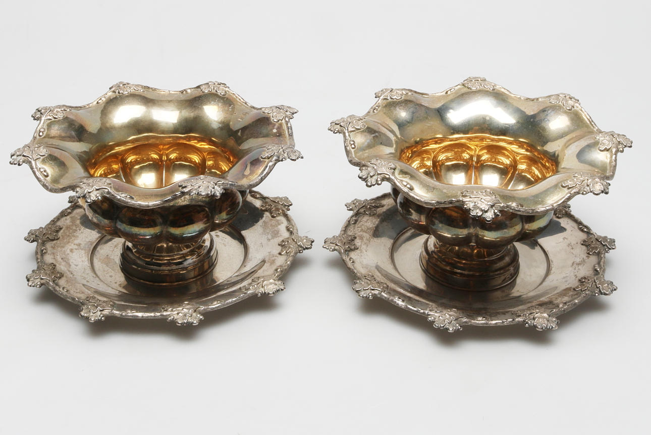 SÅSSKÅLAR, 1 par, silver, Gustaf Möllenborg, Stockholm, 1863.