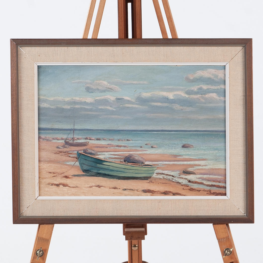 OKÄND KONSTNÄR. Oil on panel, beach motif from Halmstad.