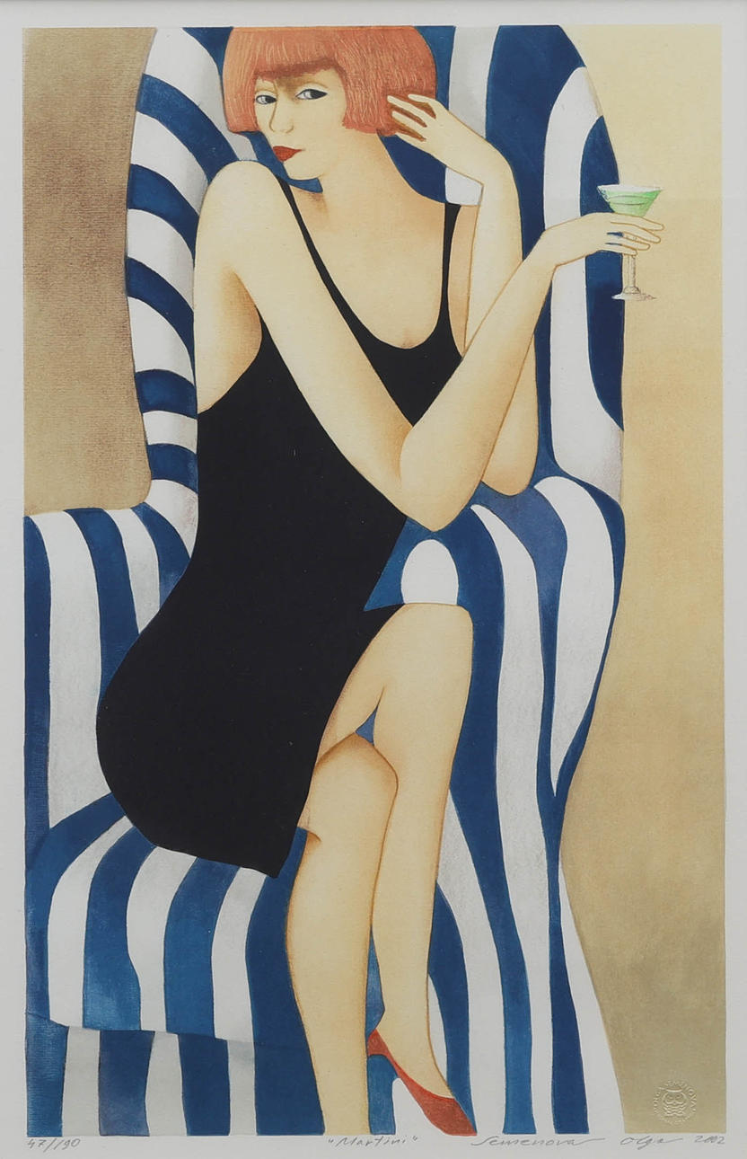 OLGA SEMENOVA. lithograph, “Martini”, numbered 47/190, signed, dated 2002.