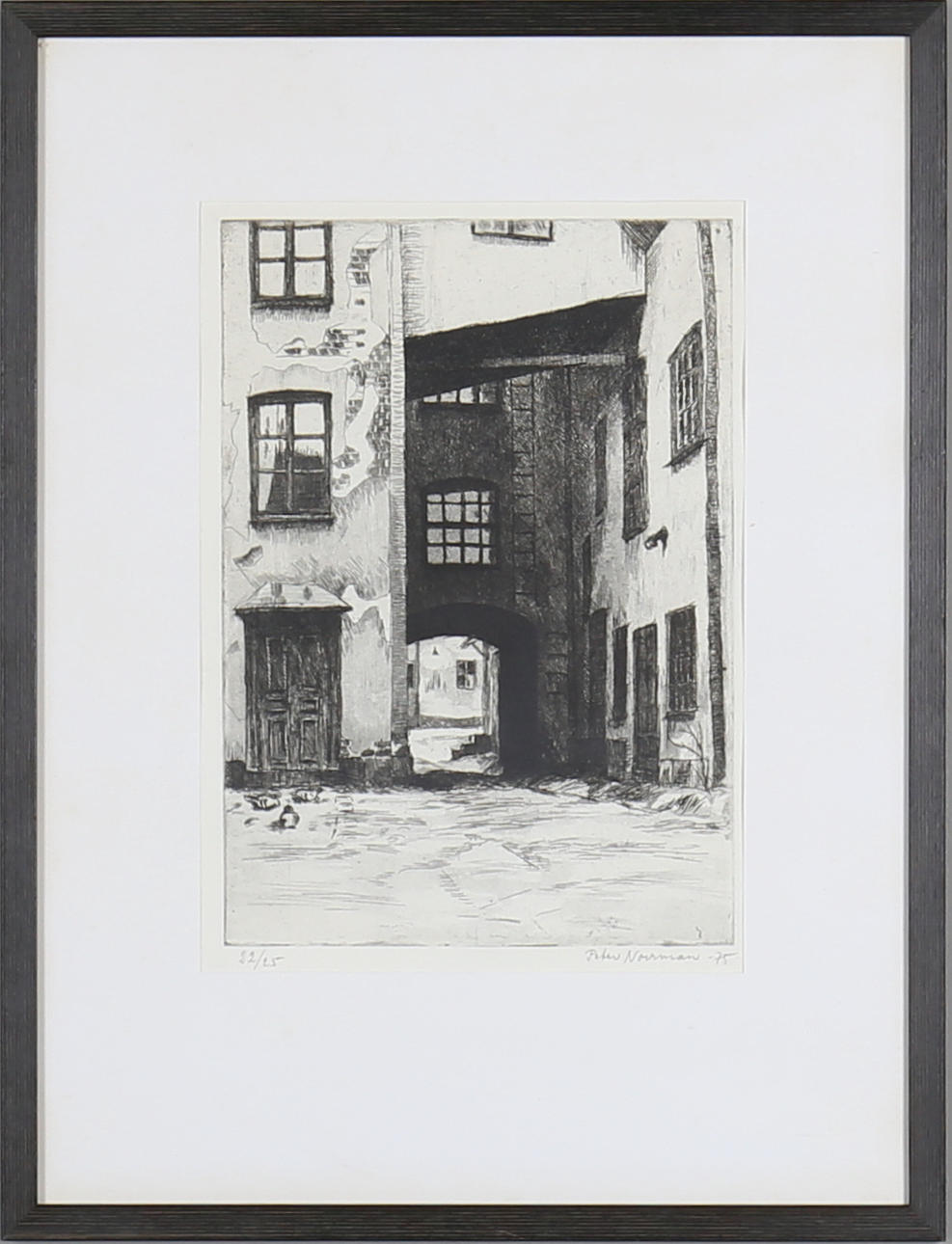 PETER NORRMAN. Gårdsmotiv, etsning, signerad samt numrerad.