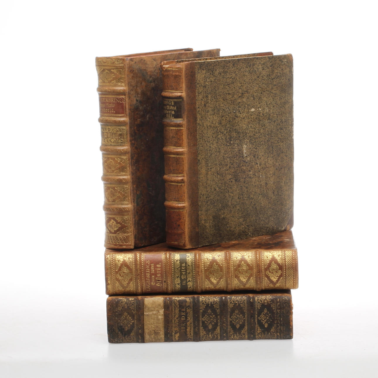 BÖCKER, 4 volymer, " Swea Rikes Historia, Ifrån de äldsta tider Til De närwarande", Del I-IV, Sven Bring (Swen Lagerbring), 1769 - 1783.