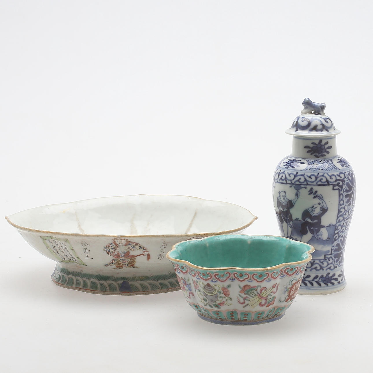 PORSLIN, 3 delar, Kina 1800-tal-ca år 1900.