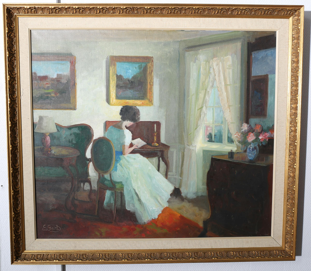 EDIT GERT. Öl auf Leinwand, Innenbild, signiert E Gert.