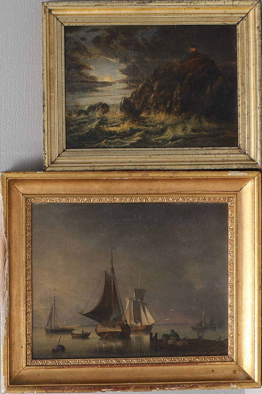 PÅMÅLADE TRYCK, 2 st, 1800/1900-tal.