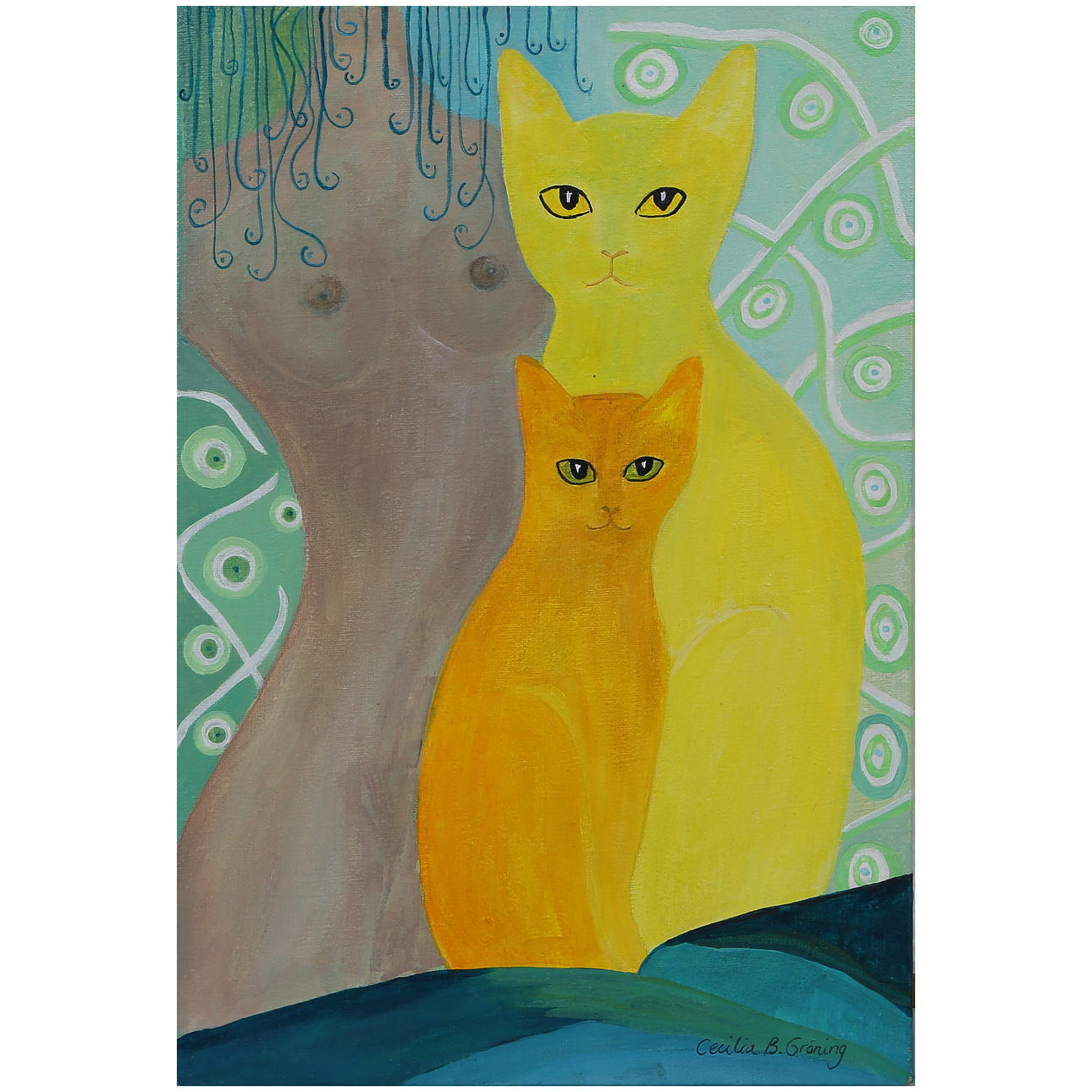 CECILIA B. GRÖNING “LOVE ME TENDER” ACRYLIC ON CANVAS, SIGNED, DATED 2004.