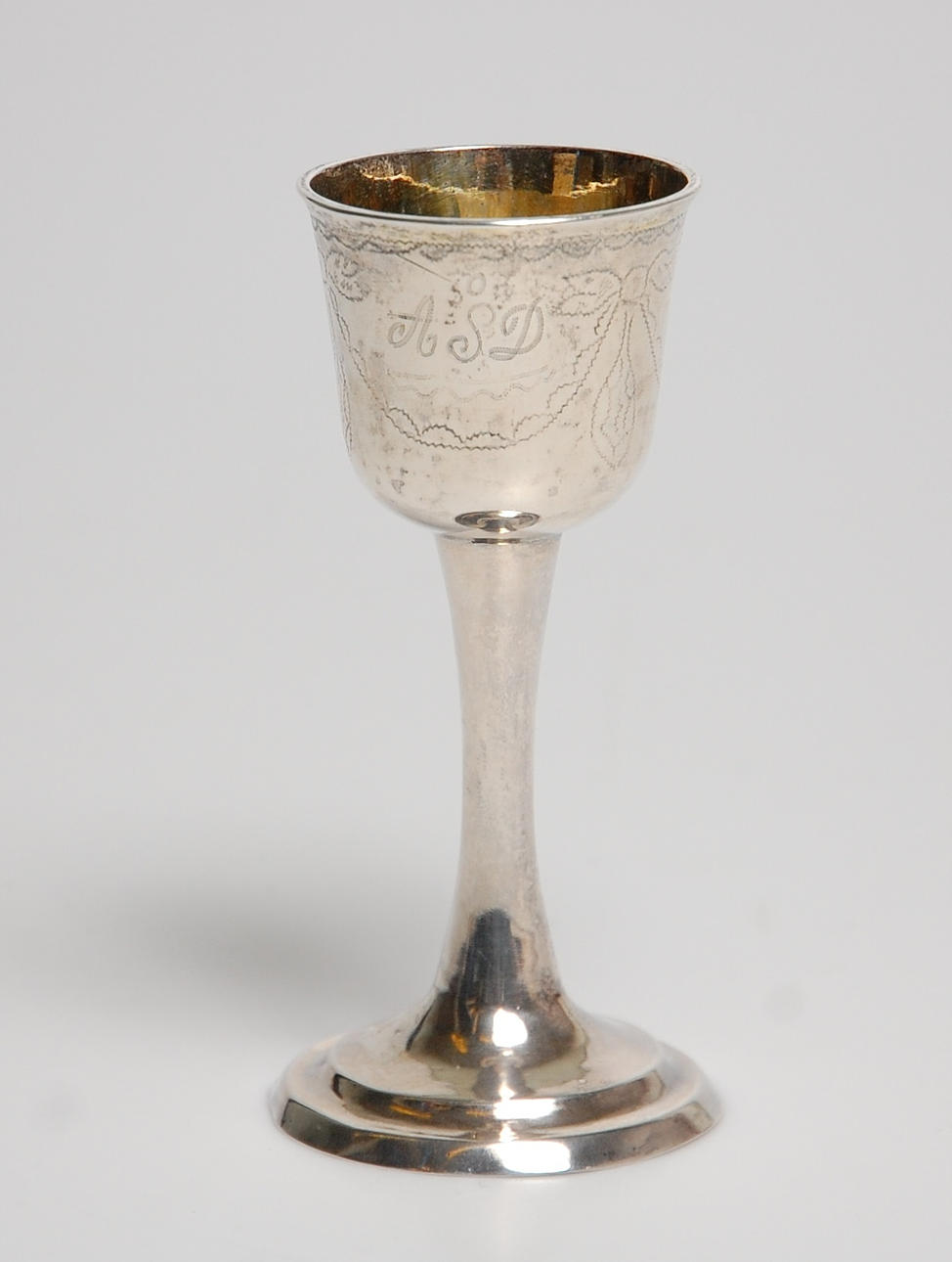 BÄGARE, silver med förgyllning, stämplad Pehr Wilhelm Hanngren Falun 1806, märkt ASD.
