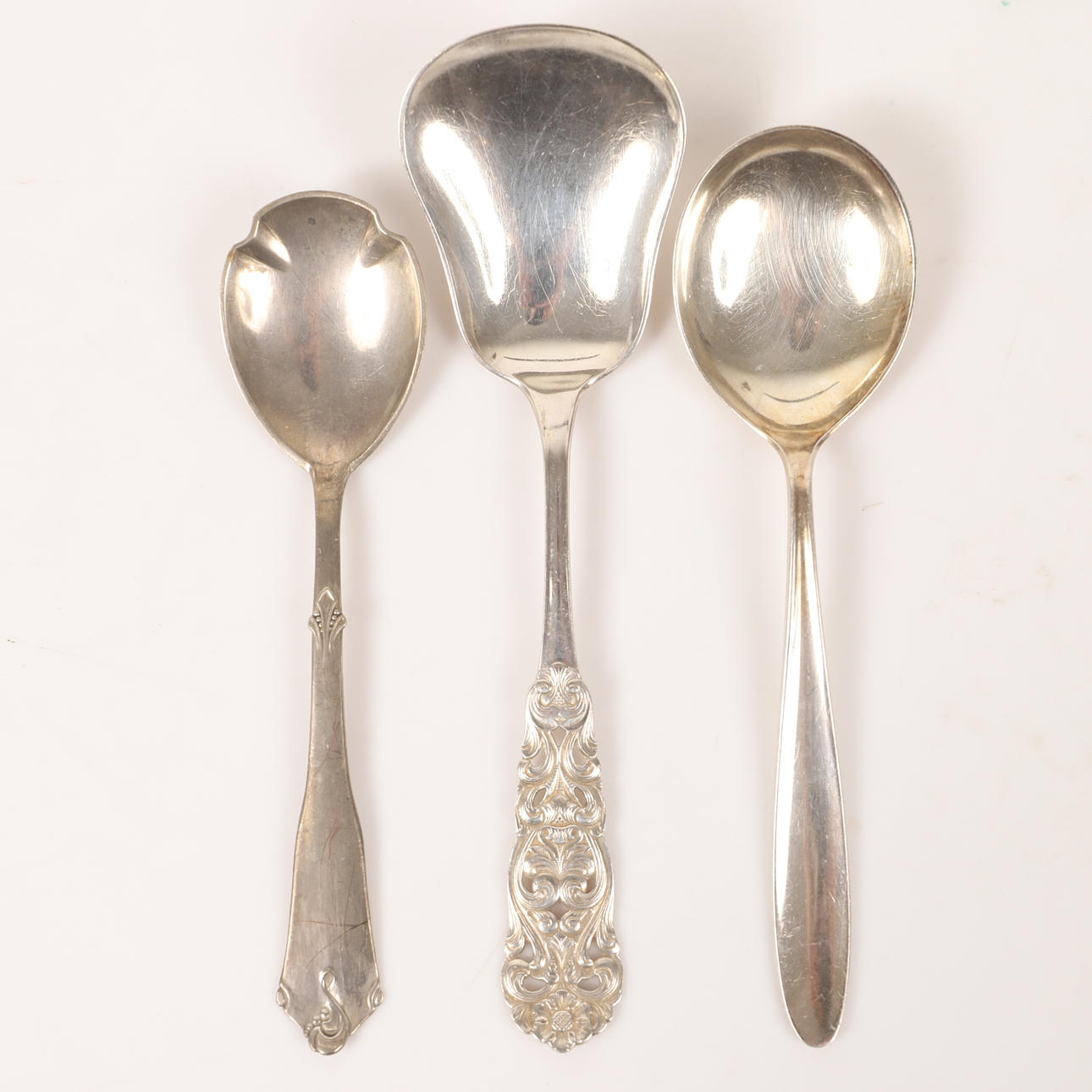 SERVERINGSSKEER, 3 stk, sølv.