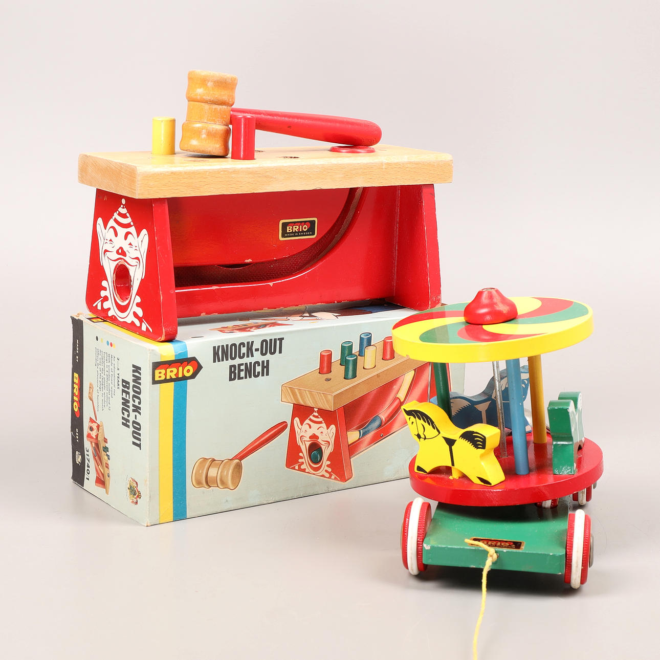 BRIO, träleksaker, 2 st, 1960/70-tal.