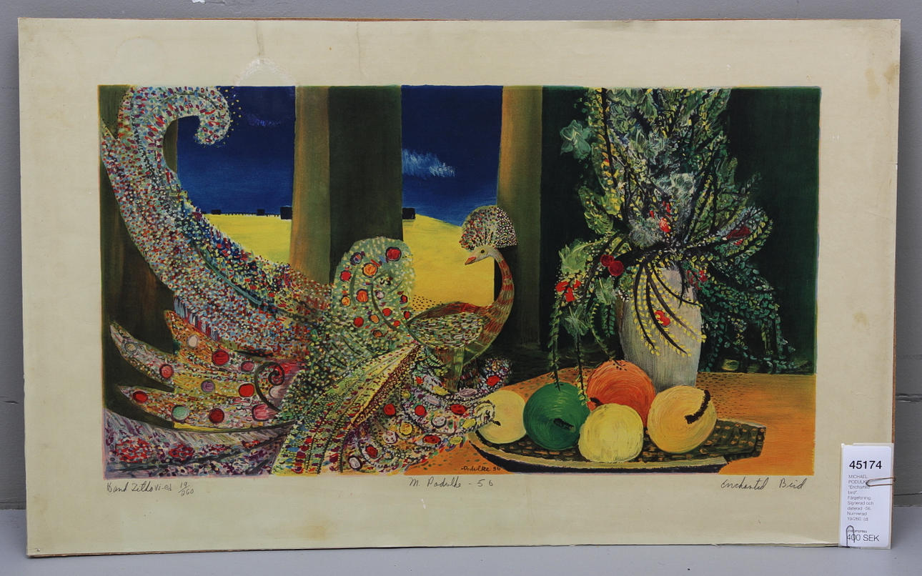 MICHAEL PODULKE. "Encharted bird". Färgetsning. Signerad och daterad -56. Numrerad 19/260.