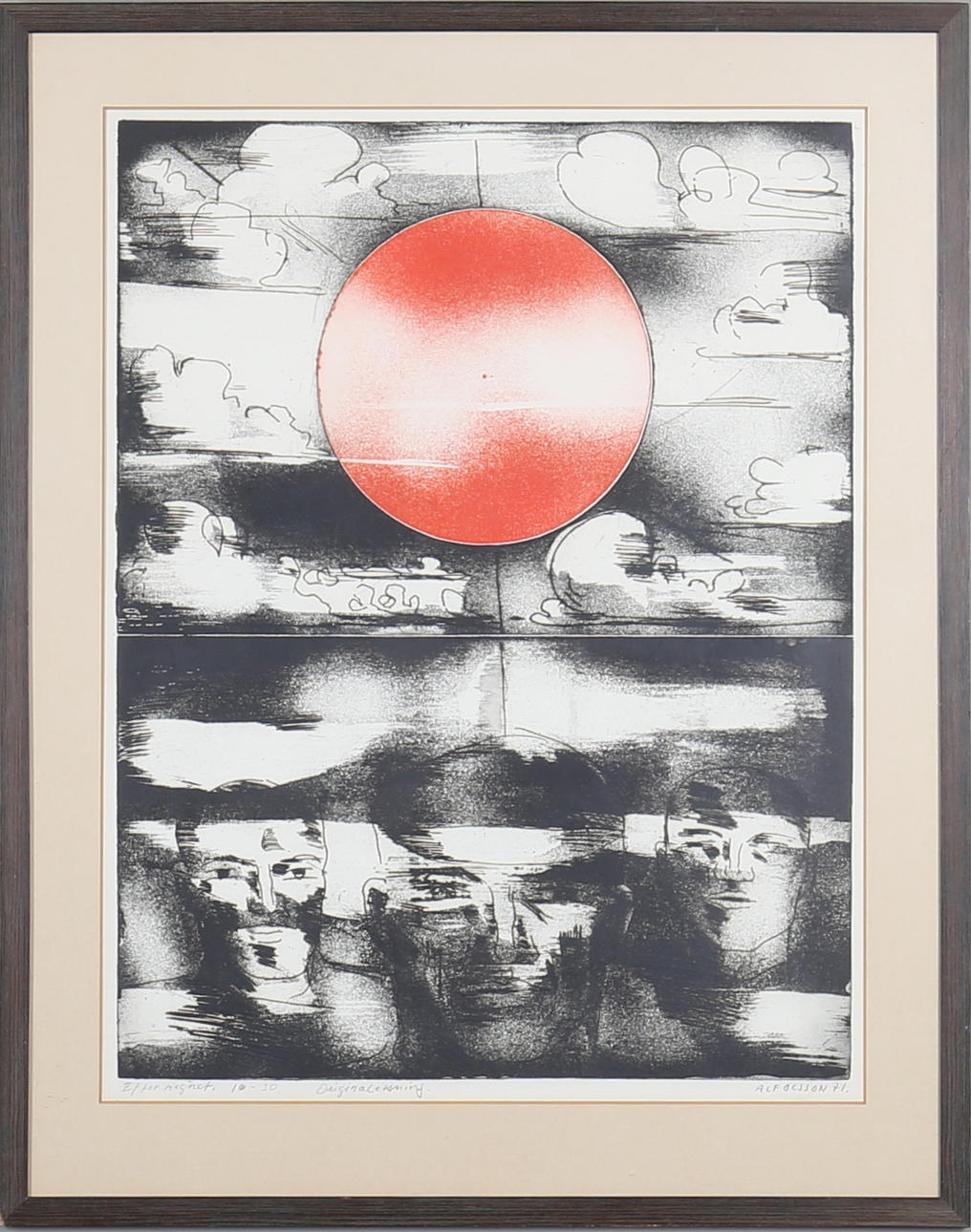 ALF OLSSON. "Efter regnet", etsning, signerad samt numrerad.