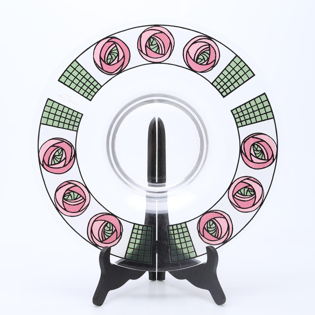 SKÅLFAT i glas signerad Omaggio A Charles R. Mackintosh.