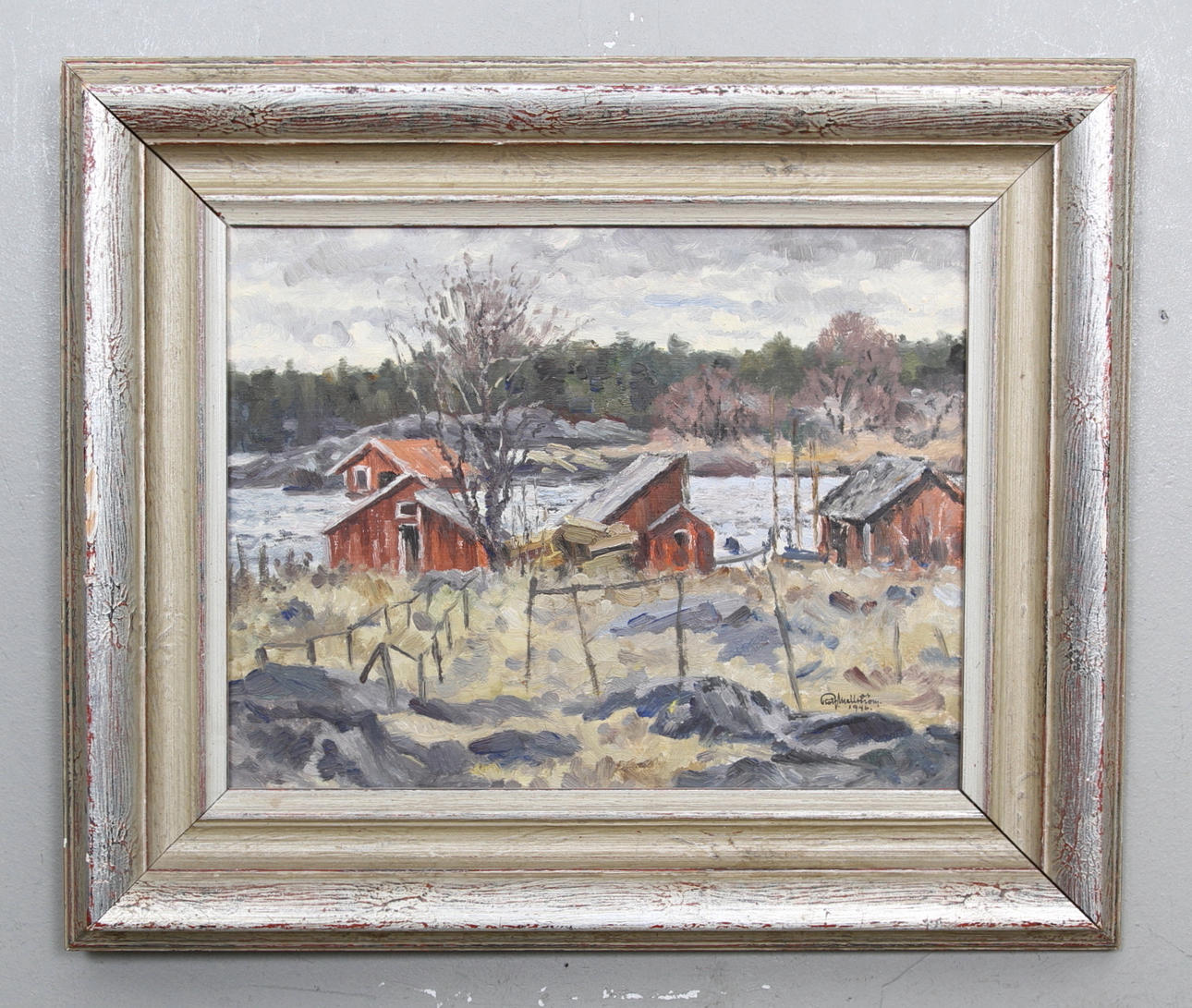 ROLF MELLSTRÖM, olja på pannå, "i Bokö hamn, Gryt".