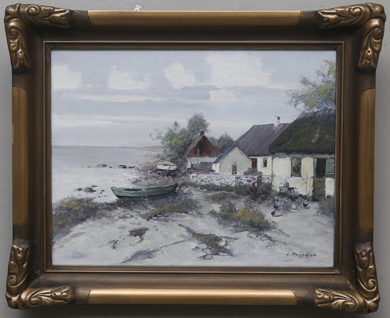 JEAN ROSENGREN. "Sveriges sydligaste udde, Smygehuk", Olja på pannå, Signerad.