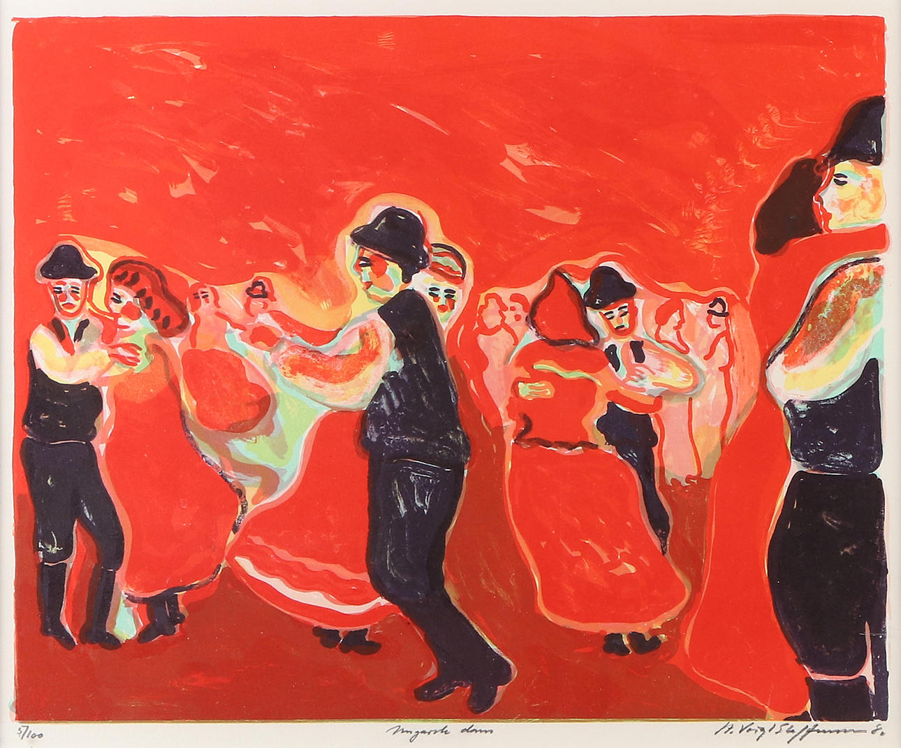 HANS VOIGHT STEFFENSEN. Lithography, 5/100. “Hungarian dance”. Signed ...