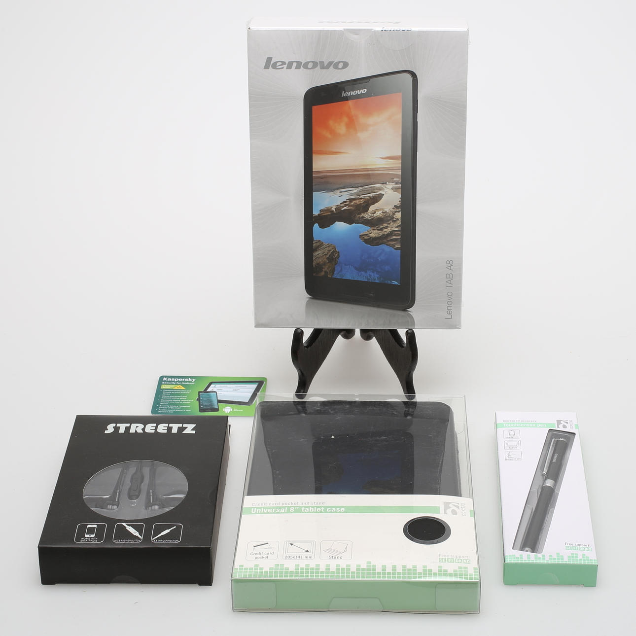 LÄSPLATTA med tillbehör, Lenovo, Streetz, Deltaco, Kaspersky.