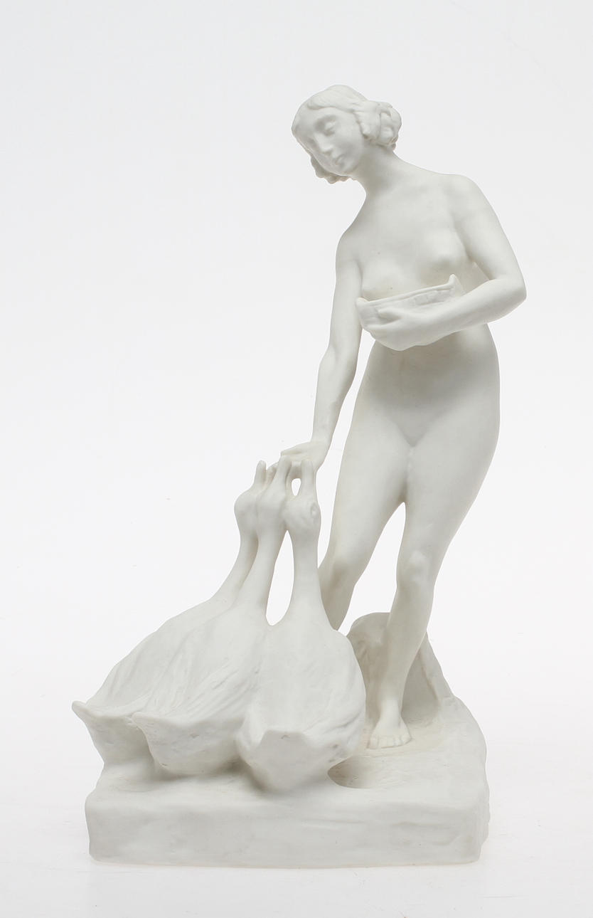 FIGURIN, parian, Flicka med gäss, Alice Nordin, Gustavsberg.