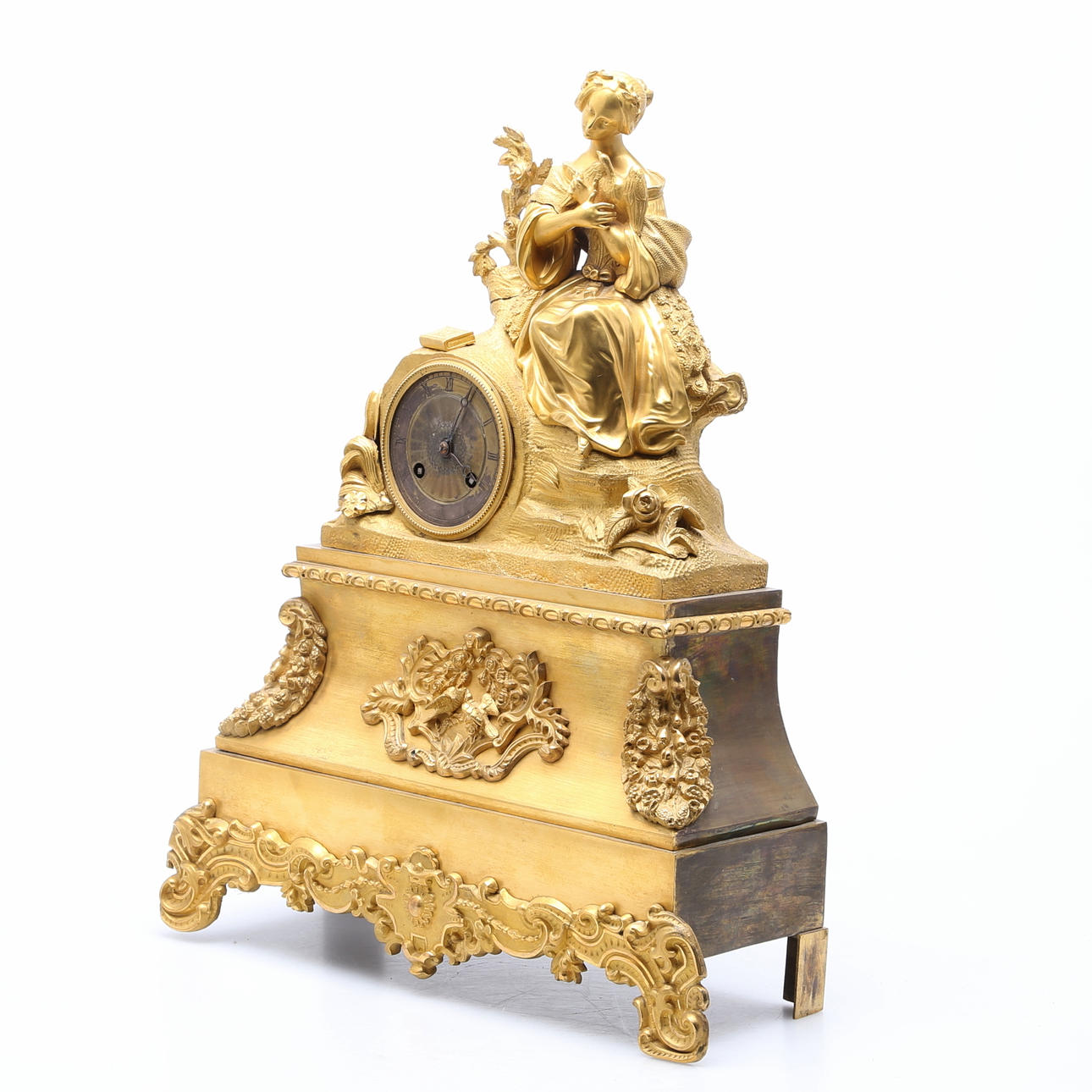 BORDSPENDYL, brännförgylld brons, ca 1850/60-tal.