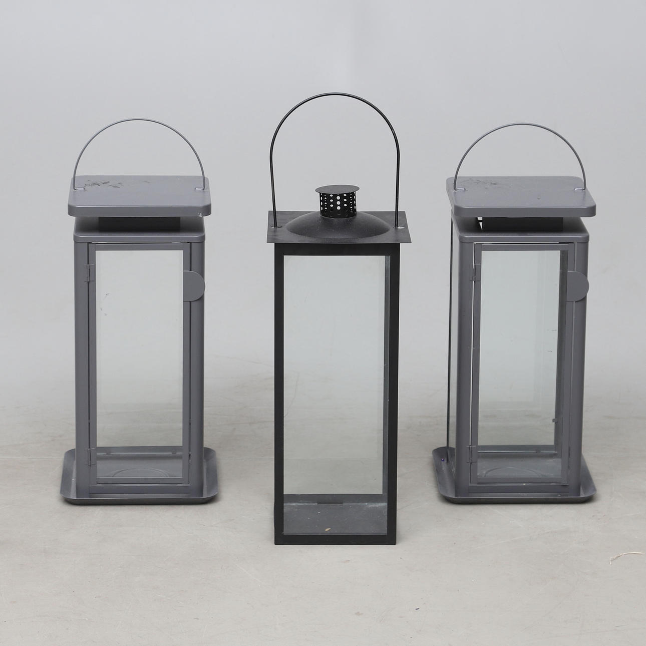 CANDLE LANTERNS, 3 pcs, glass/metal, contemporary.
