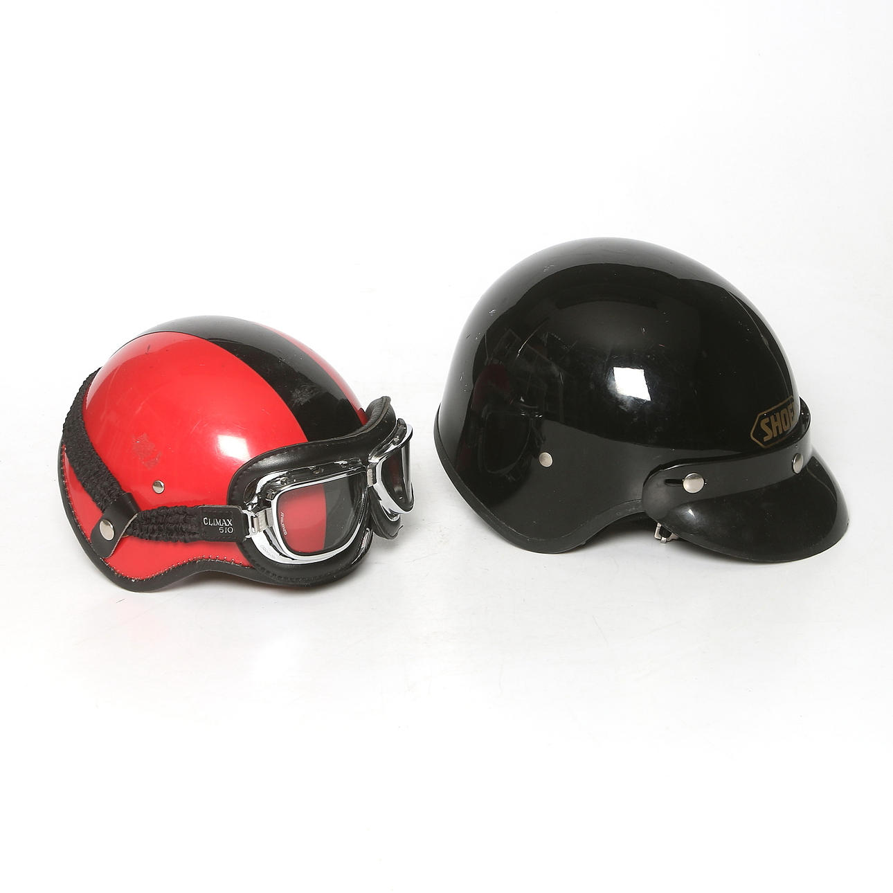 HJÄLMAR med GLASÖGON, 2 st, Boeri Sport och Shoei, 1900-talets andra hälft.