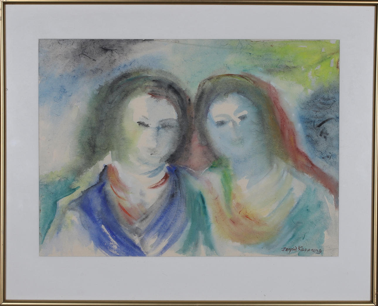 INGRID KOPPANG. watercolor, signed.